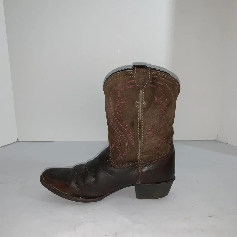 Ariat Boots Girls Size 2 Brown Leather Western Fringe Cowgirl Riding 10011908